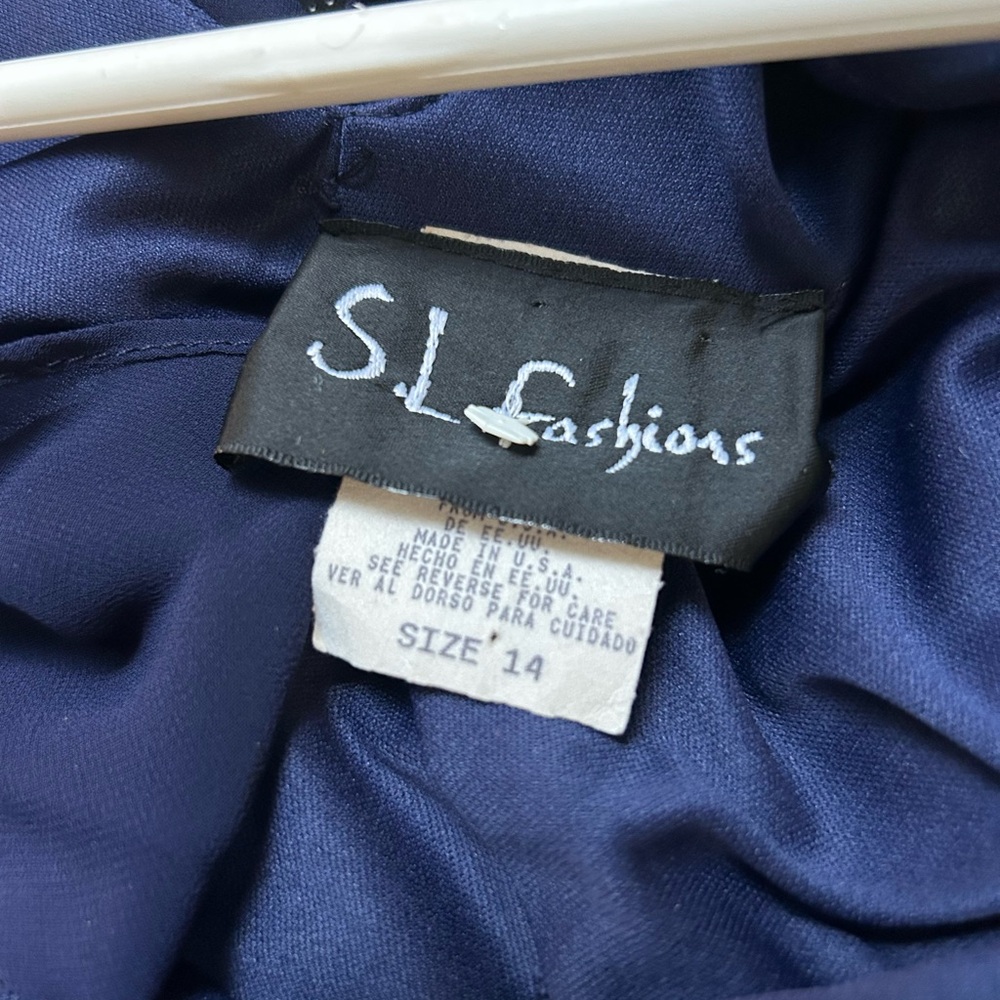 SL Fashions Midnight Blue Backless Dress with Sparkling Accents - Picture 5 of 5